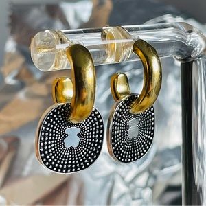 TOUS S925 Gold Overly Silver Bear Mini Hoops Pin Earrings